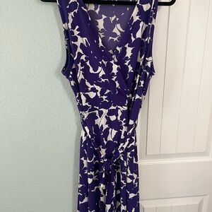 Ann Taylor - Elegant Purple and Cream Wrap Dress, size xl